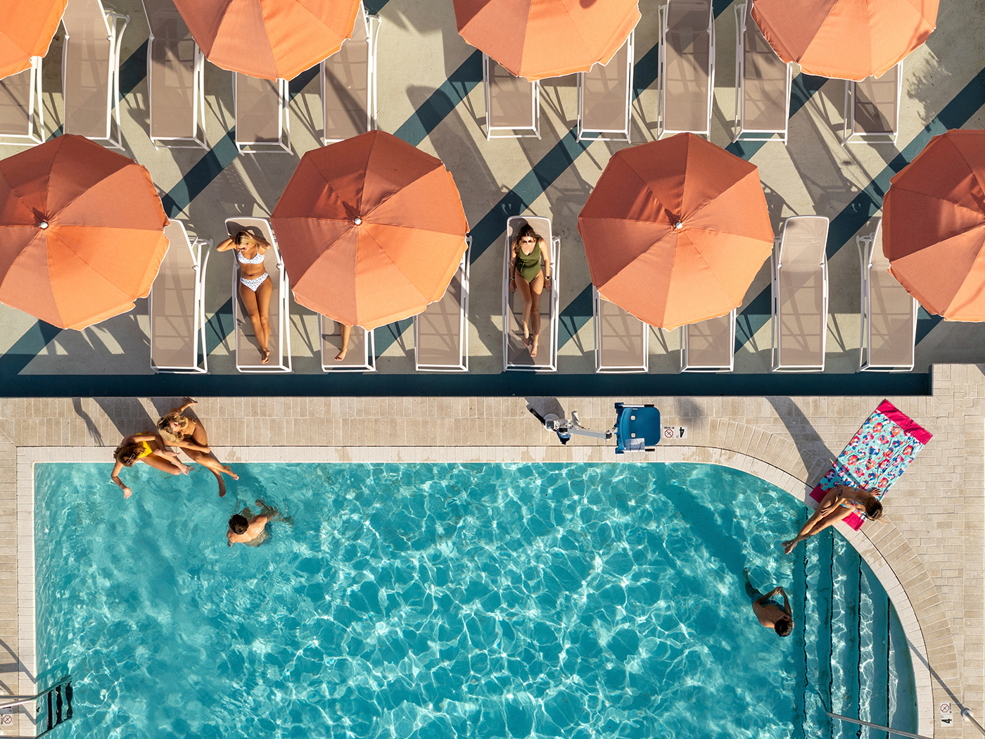 Aerial view of a swimming pool