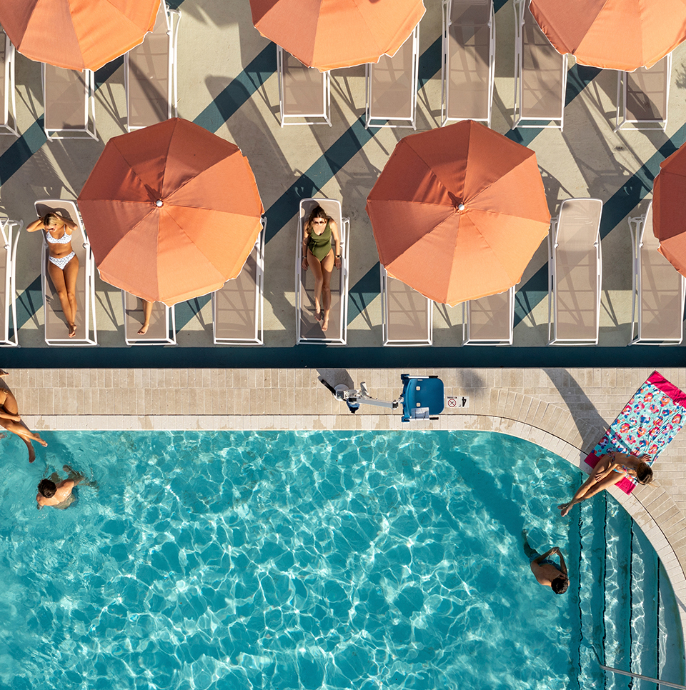 Aerial view of a swimming pool