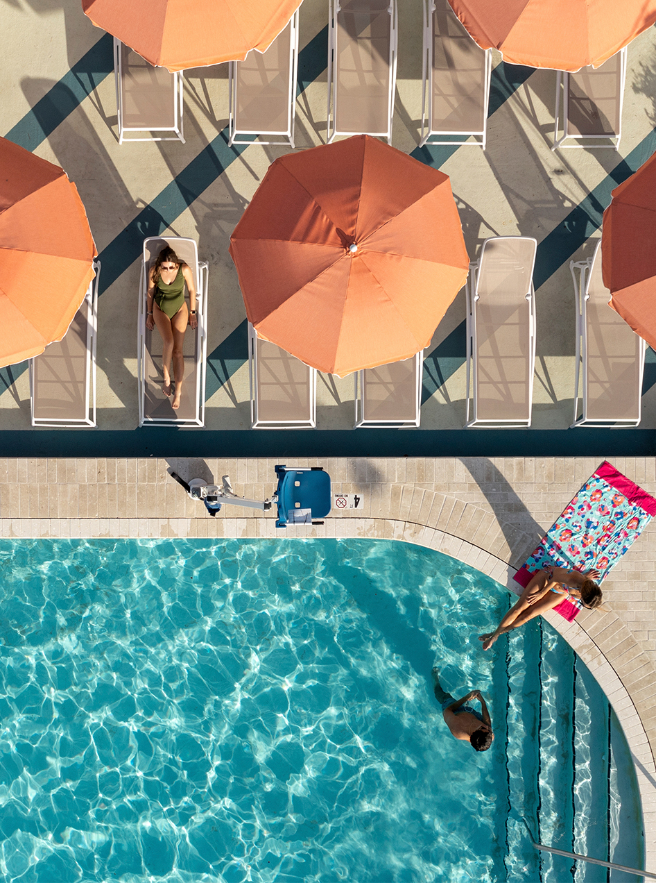 Aerial view of a swimming pool